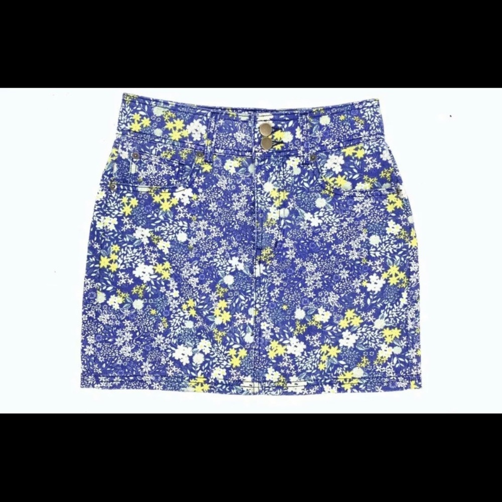Urban Outfitters Floral Denim Mini Skirt Size M